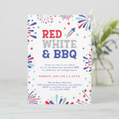 Rood wit en BBQ 4 juli patriottisch vuurwerk Kaart (Staand voorkant)