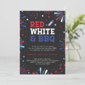 Rood wit en BBQ 4 juli patriottisch vuurwerk Kaart (Staand voorkant)