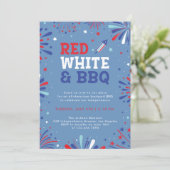 Rood wit en BBQ 4 juli patriottische vuurwerk Kaart (Staand voorkant)