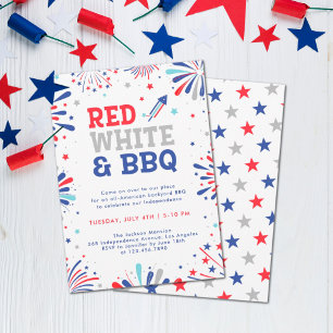 Rood wit en BBQ 4 juli patriottische vuurwerk Kaart