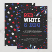 Rood wit en BBQ 4 juli patriottische vuurwerk Kaart (Voorkant / Achterkant)