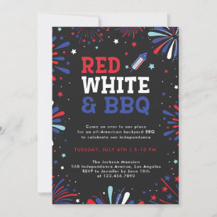 Rood wit en BBQ 4 juli patriottische vuurwerk Kaart