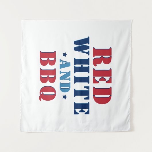 Rood Wit en BBQ Grappig 4 juli Wandkleed (Voorkant (horizontaal))