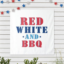 Rood Wit en BBQ Grappig 4 juli Wandkleed