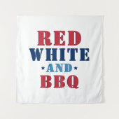 Rood Wit en BBQ Grappige 4 juli Wandkleed (Voorkant)