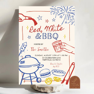Rood, Wit en BBQ Memorial Day Uitnodiging
