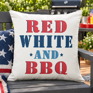Rood Wit en BBQ Patriottisch Grappig Buitenkussen