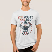 Rood, wit en BBQ Tri-Blend Shirt (Voorkant)