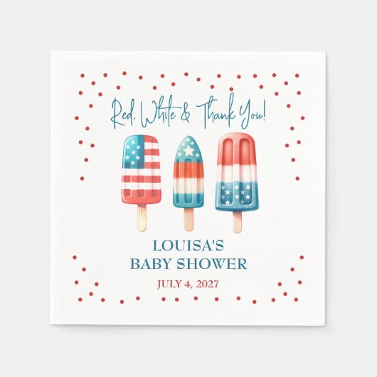Rood, wit en bedankt! Patriotic Popsicle Shower Servet (Voorkant)