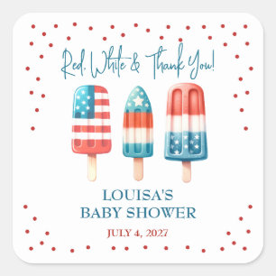 Rood, wit en bedankt! Patriotic Popsicle Shower Vierkante Sticker