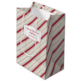 Rood, wit en beige strepjes kleine cadeautas (Voorkant Gekanteld)