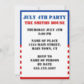 Rood Wit En Bier 4 Juli Patriottische Uitnodiging (Achterkant)