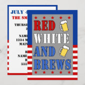 Rood Wit En Bier 4 Juli Patriottische Uitnodiging (Voorkant / Achterkant)