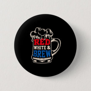 Rood Wit En Bier Usa 4 Juli Drank Cadeau Ronde Button 5,7 Cm