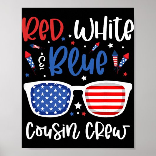Rood Wit En Blau Neef Crew 4 Juli Kinderen VS Poster (Voorkant)