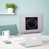 Rood wit en blauw 13 sticker (Laptop op bureau)