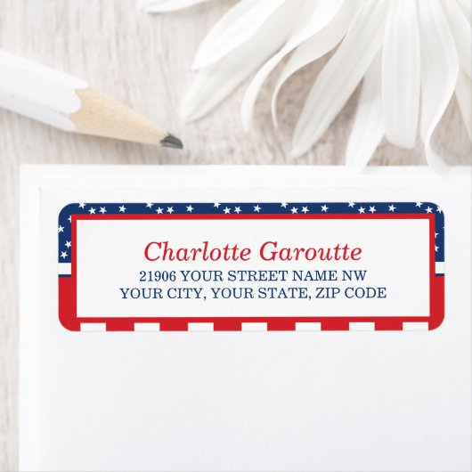 Rood, Wit en Blauw 4 juli adreslabel Etiket (Insitu)