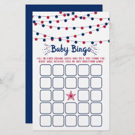Rood, wit en blauw 4 juli Baby shower bingo