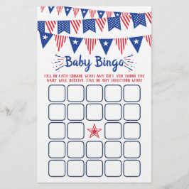 Rood, wit en blauw 4 juli Baby shower bingo