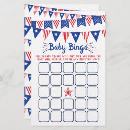 Rood, wit en blauw 4 juli Baby shower bingo