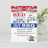 Rood wit en blauw 4 juli barbecue kaart (Staand voorkant)