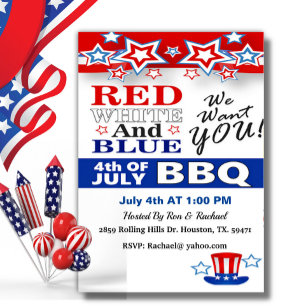 Rood wit en blauw 4 juli barbecue kaart