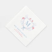 Rood, Wit en Blauw 4 juli BBQ Monogram Crest Servet (Hoek)