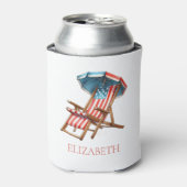 Rood Wit en Blauw 4 juli Beach Chair Blikjeskoeler (Blikje Voorkant)