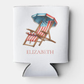 Rood Wit en Blauw 4 juli Beach Chair Blikjeskoeler (Voorkant)