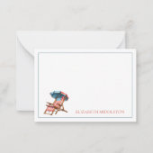 Rood Wit en Blauw 4 juli Beach Chair Notitiekaartje (Voorkant)