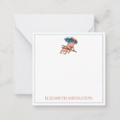 Rood Wit en Blauw 4 juli Beach Chair Notitiekaartje (Voorkant)