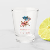 Rood Wit en Blauw 4 juli Beach Chair Shot Glas (Voorkant)