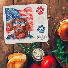 Rood Wit en Blauw 4 juli Bruine Dachshund Hond Snijplank