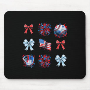 Rood Wit En Blauw 4 Juli Coquette Honkbal B Muismat