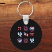 Rood Wit En Blauw 4 Juli Coquette Honkbal B Sleutelhanger (Voorkant)