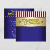 Rood Wit en Blauw 4 juli Feestje Kaart (Voorkant / Achterkant)