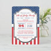 Rood, Wit en Blauw 4 juli Feestuitnodiging Kaart (Staand voorkant)
