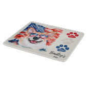 Rood Wit en Blauw 4 juli Grappige Corgi Hond Snijplank (Hoek)