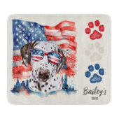 Rood Wit en Blauw 4 juli Grappige Dalmatiër Hond Snijplank (Voorkant)