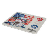 Rood Wit en Blauw 4 juli Grappige Dalmatiër Hond Snijplank (Hoek)