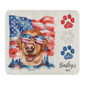 Rood Wit en Blauw 4 juli Grappige Labrador Hond Snijplank (Voorkant)