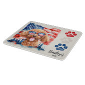 Rood Wit en Blauw 4 juli Grappige Poodle Hond Snijplank (Hoek)