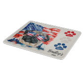 Rood Wit en Blauw 4 juli Grappige Pug Hond Snijplank (Hoek)