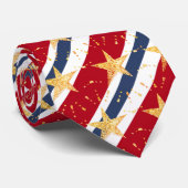 Rood wit en blauw 4 juli Grote goudster gebogen Stropdas (Opgerold)