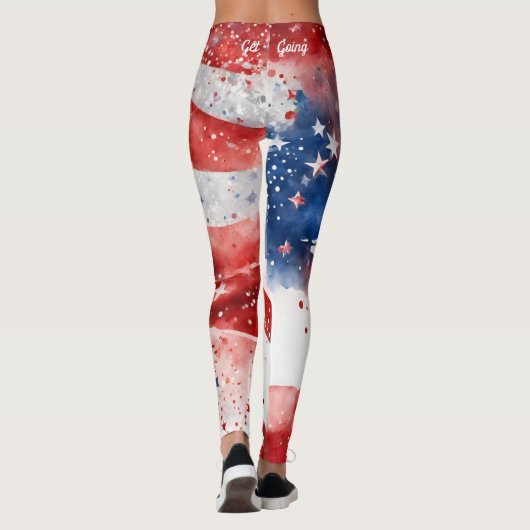 Rood Wit en Blauw 4 juli Leggings (Achterkant)