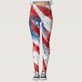 Rood Wit en Blauw 4 juli Leggings (Voorkant)