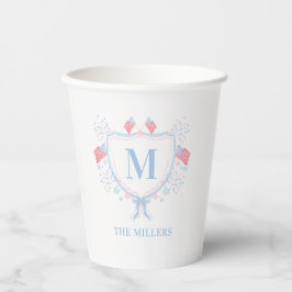 Rood, Wit en Blauw 4 juli Monogram Crest Papieren Bekers