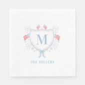 Rood, Wit en Blauw 4 juli Monogram Crest Servet (Voorkant)