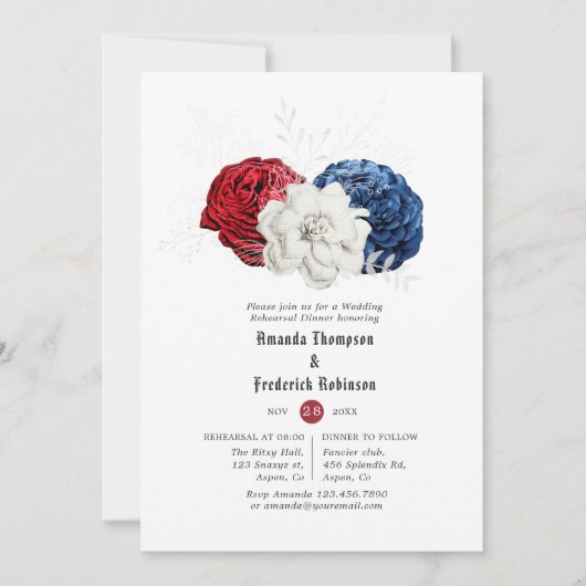 Rood wit en blauw 4 juli repetitie diner kaart (Voorkant)