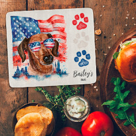 Rood Wit en Blauw 4 juli Schattige Dachshund Hond Snijplank
